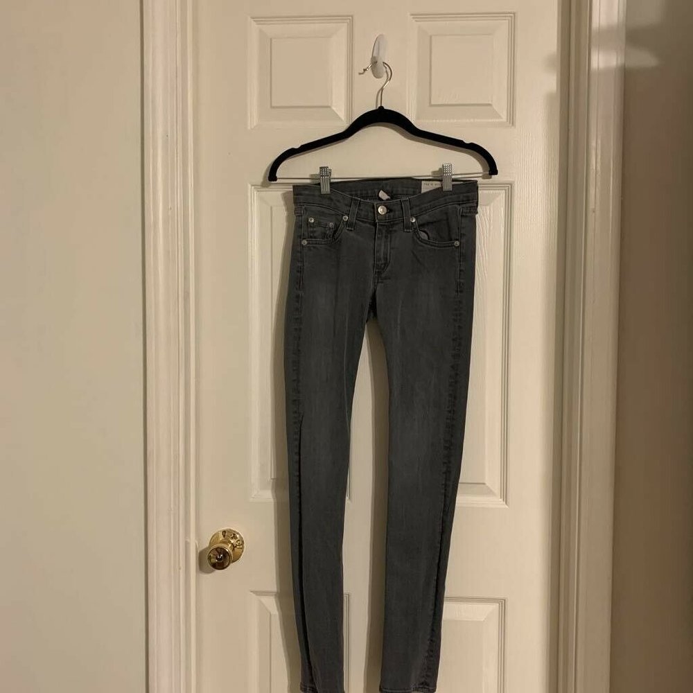 Rag & Bone Womens Skinny Jeans Gray Charcoal Wash Low Rise Pockets Denim 25